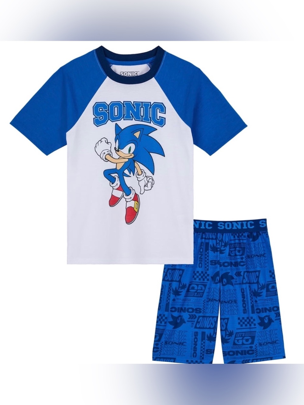 Sonic boys short sleeve sleep tops and shorts pajama set 2 piece